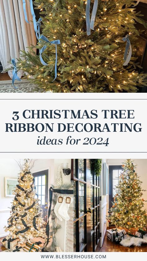 Learn 3 different ways to add Christmas tree ribbons with these easy, step-by-step tutorials! Perfect for a feminine and vintage holiday home décor style, ribbon decorations are a favorite Christmas décor trend for 2024 and create a cozy, vintage look. I’m sharing 3 simple DIY ribbon tutorials for your Christmas tree. Vintage holiday home décor, DIY Christmas tree ribbon bows, Christmas trends 2024 décor. DIY Christmas tree ribbon tutorial. How To Put Ribbon On Christmas Tree Easy Diy, How To Put Ribbon On A Christmas Tree Easy Video, Decorating Christmas Tree With Ribbon, Diy Christmas Tree Ribbon, Adding Ribbon To Christmas Tree, How To Put Ribbon On A Christmas Tree, Tree Ribbon Tutorial, Christmas Tree Ribbon Tutorial, Christmas Tree Ribbon Decorating Ideas