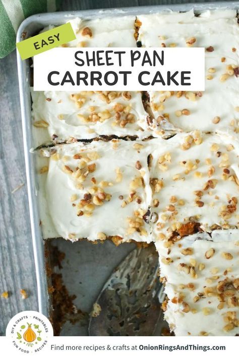 sheet pan carrot cake Sheet Pan Carrot Cake, Carrot Sheet Cake Recipe, Carrot Sheet Cake, Cake With Pineapple, Carrot Cake With Pineapple, Homemade Carrot Cake, Walnut Recipes, Recipe Sheets, Sheet Cake Recipes