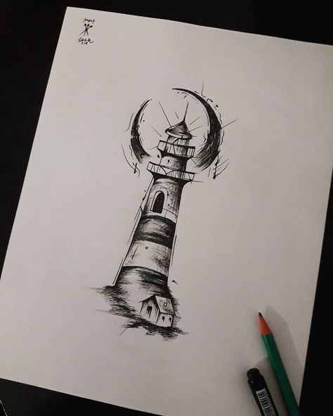 Lighthouse Tattoo Meaning, Lighthouse Sketch, Lighthouse Drawing, Lighthouse Tattoo, Tattoo Meanings, Nautical Tattoo, Geometric Tattoo Design, Tattoo Desings, Cool Small Tattoos