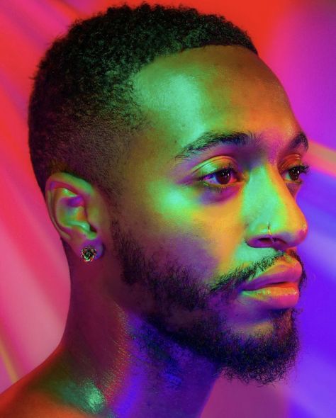 People Of Color Reference, Portraits With Colored Lighting, Face Reference Colorful, Abstract Reference Photos, Drawing Photo Reference Inspiration, Colourful Reference Photos, Colorful Lighting Reference, Color Study Reference Photography, Colorful Lighting Portrait