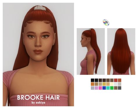 Brooke Hair | oakiyo Slick Ponytail, Sims 4 Patreon, Cc Folder, 3d Modeling Tutorial, Female Hair, Sims4 Clothes, Silk Press, Sims4 Cc, Sims 4 Cas