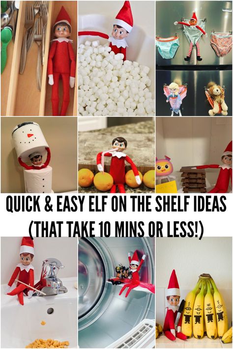 Quick and Easy Elf on The Shelf Ideas that take 10 minutes or less! Elf Ideas Easy Creative, Big Marshmallows, Elf Ideas Easy, Miniature Snowman, Awesome Elf On The Shelf Ideas, Thanksgiving Napkins, Elf Activities, Elf Fun, Night Elf