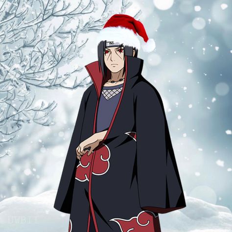 Itachi With Hat, Itachi Akatsuki Icon, Itachi Christmas, Itachi Pfp, Naruto Christmas, Itachi Icon, Itachi Sasuke, Itachi Akatsuki, Sasuke Naruto