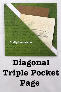 Create a speedy One Sheet Diagonal Triple Pocket Page in just a few minutes. By Crafty Journal Pocket Pages Ideas, Journal Pockets Templates, Journal Pocket Ideas, Scrapbook Pockets, Journal Pockets, Scrapbook Decoration, Bookbinding Tutorial, Paper Pocket, Scrapbooking Journal