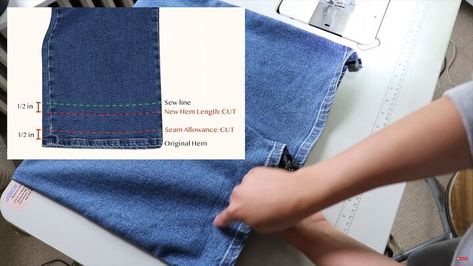 Jeans Too Long, Hemming Jeans, Jeans Tutorial, Original Hem, Blind Stitch, Fall Jeans, Seam Ripper, Frayed Jeans, Fabric Glue