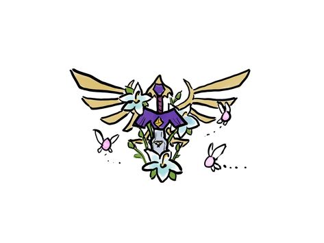 Tattoo design showing the Zelda Hylian crest overlayed with the master sword and some flowers Hylian Crest, Crest Tattoo, Tattoo Fixes, Alchemy Tattoo, Avatar Tattoo, Zelda Tattoo, Gamer Tattoos, Minimal Tattoo Design, Wild Tattoo