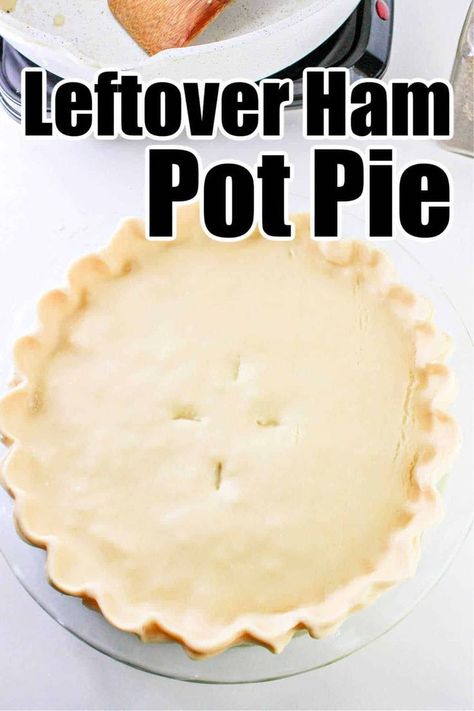 This hearty and comforting Ham Pot Pie is the best way to use your leftover Easter ham. Our Ham Pot Pie has a double crust and a thick, creamy filling full of diced ham, potato chunks, carrots, peas, and corn.  It's comfort food that is super easy to bake up. You can make a flaky, homemade crust or keep it simple, and use your favorite store-bought crust. No matter your choice, your family will love this easy dinner recipe! Ham Pot Pie, Peas And Corn, Leftover Easter Ham, Creamy Scalloped Potatoes, Easy Dinner Recipes For Kids, Homemade Crust, 4th Of July Dessert, Ham Potato, Easter Ham