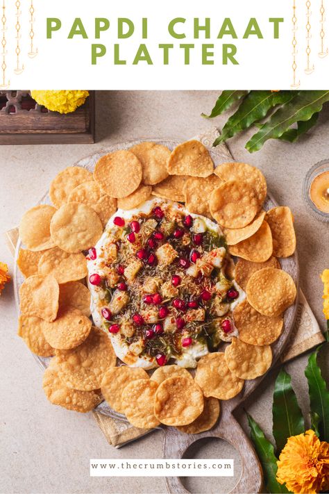 A perfect combination of flavors, textures, and colors, making it a hit at any gathering. Make this delicious Papdi Chaat Platter this festive season!

#papdichaat #indianstreetfood #diwalifood #festivefood #indianfood Chaat Platter, Truffle Cookies, Tamarind Chutney, Diwali Food, Breakfast Quiche, Green Chutney, Chaat Masala, Indian Street Food, Red Chili Powder