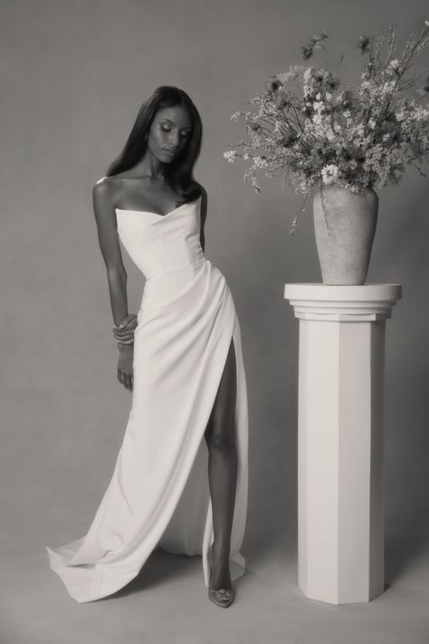 Sarah Seven Strapless Snatched Top with Slit Corset Waist Wedding Dress, Sara Seven Wedding Dress, Sarah Seven Bridal, Civil Dress, Sustainable Wedding Dress, Reception Dresses, Alexandra Grecco, Bridal Shops, Unique Wedding Dresses