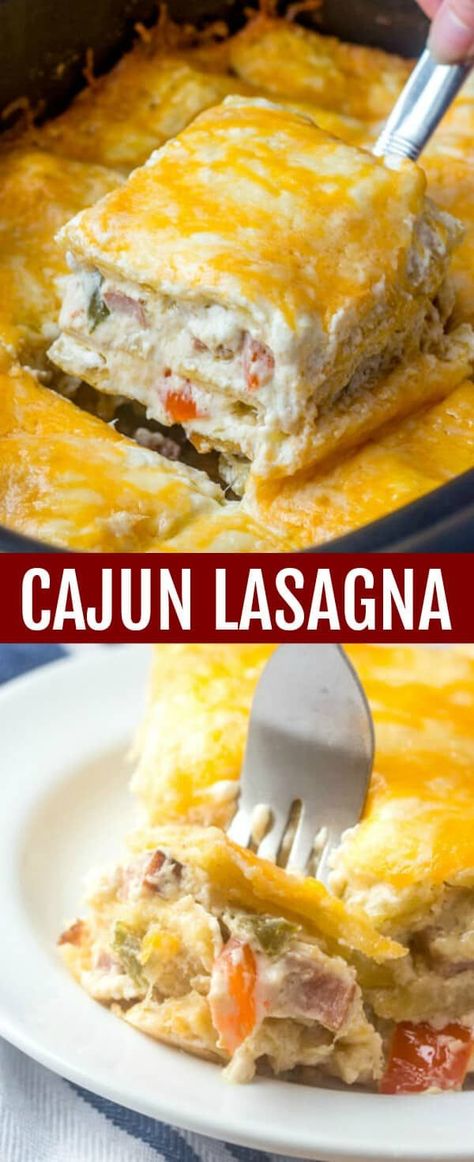 Cajun Lasagna, Pasta Spicy, Lasagna Recipe With Ricotta, Cajun Pasta, Easy Lasagna Recipe, Cajun Dishes, Cajun Creole Recipes, Pasta Chicken, Cajun Cooking