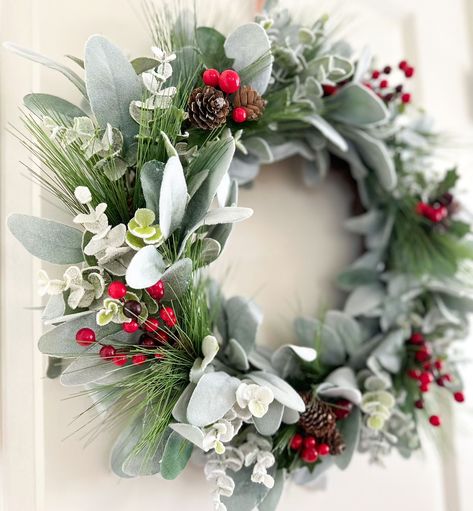 I am so excited to finally release this lambs ear Christmas wreath! I’m obsessed with lambs ear and love how versatile it can be. This wreath is now up in my shop and can be purchased in a larger size. #christmasdoorwreath #christmasstyle #lambsearwreath #christmasdecor #holidaydecor #curbappeal #wreathsofinstagram #wreathwithberries #xmaswreath #holidaywreath #homestyle Lambs Ear Wreath, Christmas Door Wreaths, Xmas Wreaths, Lambs Ear, Christmas Fashion, Holiday Wreaths, Christmas Wreath, Curb Appeal, So Excited