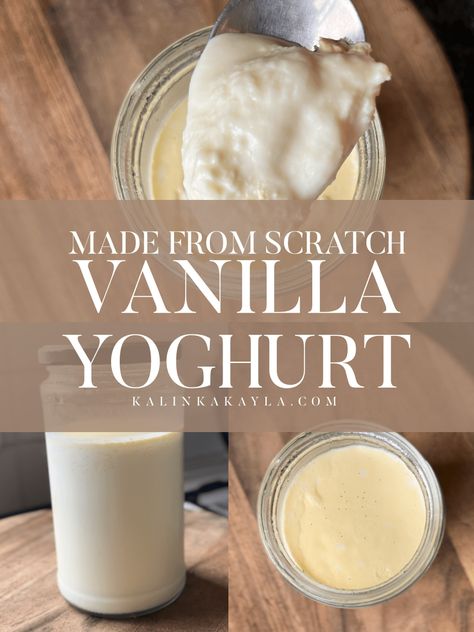 Vanilla yoghurt at home from scratch Homemade Vanilla Yogurt, Yogurt From Scratch, From Scratch Recipes, Yoghurt Recipe, Nourishing Foods, Homemade Yogurt, Milk Honey, Vanilla Yogurt, Homemade Vanilla