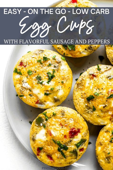 These Sausage and Pepper Breakfast Egg Muffins are fluffy, slightly cheesy and are just the perfect light breakfast. Packed with salty sausage, soft bell peppers, a hint of cheddar cheese, garlic and protein packed eggs. They are super easy to make, kid-friendly, and the perfect on the-go meal. Pepper Breakfast, Muffin Cups Recipes, Egg Muffins Healthy, Cups Recipes, Breakfast Egg Muffins, Egg Muffins Recipe, Eggs In Peppers, Light Breakfast, Sausage And Peppers