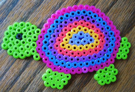 Perler Bead Colorful Turtle | Flickr: Intercambio de fotos Colorful Turtle, Perler Beads Ideas, Bead Bowl, Hamma Beads Ideas, Turtle Crafts, Easy Perler Beads Ideas, 3d Perler Bead, Art Perle, Pony Bead Patterns