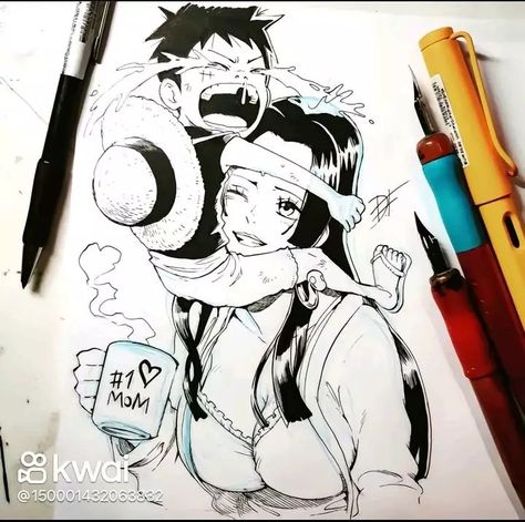 Luffy And Hancock, Nami One Piece, One Piece Fanart, Manga Anime One Piece, One Piece (anime), Best Mom, Manga Anime, One Piece, Humanoid Sketch