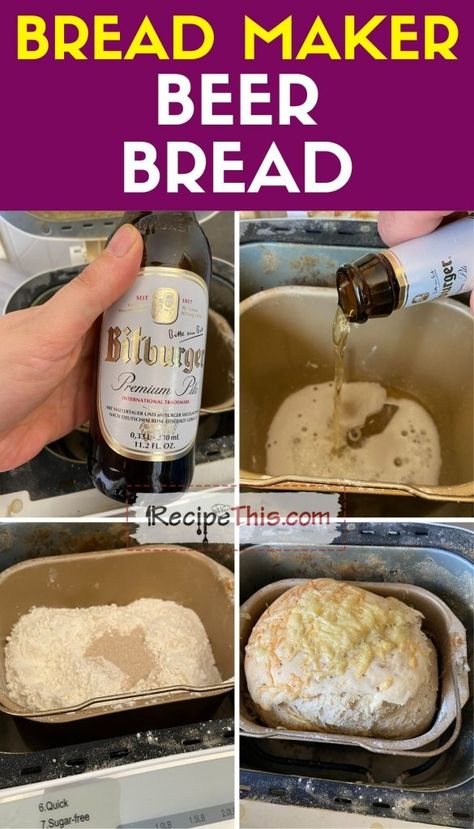 Bread Maker Loaf, Bread Recipes Homemade Bread Machine, Herb Bread Machine Recipes, Easy Bread Maker Recipes, Beer Bread Bread Machine, Bread Maker Irish Soda Bread, How To Make Bread Flour, Beer Bread Recipe For Bread Machine, Beer Bread For Bread Machine