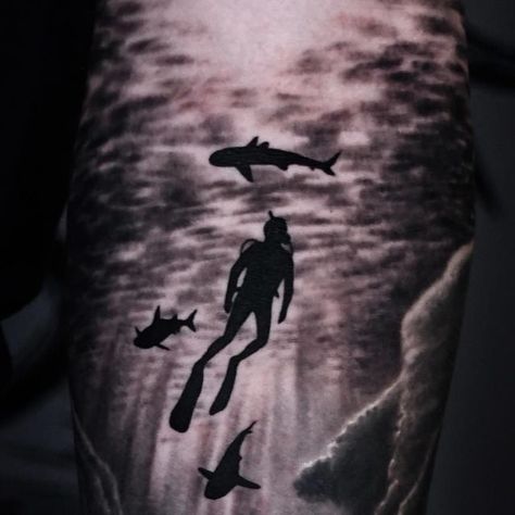 Shark Arm Tattoo, Into The Wild Tattoo, Underwater Sleeve, Anchor Background, Tattoo Shark, Underwater Tattoo, Nautical Tattoo Sleeve, Background Tattoo, Pirate Tattoo