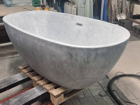 Concrete Bathtub, Concrete Bath, Bathtub Sizes, Stone Tub, Modern Bathtub, Sink Shelf, Concrete Bathroom, Modern Garage, Concrete Sink