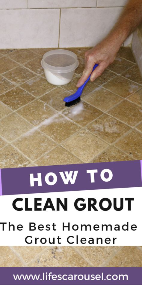 How to Clean Grout - The Best Homemade Grout Cleaner ⋆ Lifes Carousel How To Clean Grout, Homemade Grout Cleaner, Clean Grout, Floor Grout, Deep Cleaning Hacks, Homemade Cleaning Solutions, Bathroom Cleaning Hacks, Deep Cleaning Tips, Diy Concrete