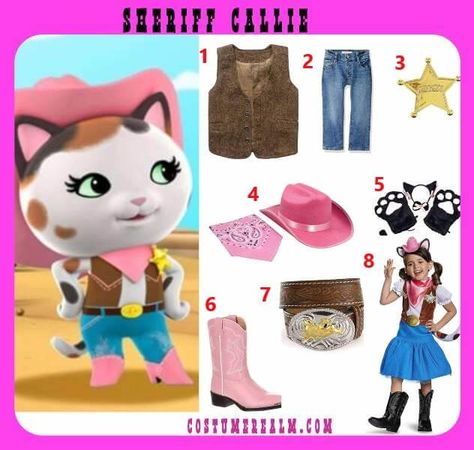 Sheriff Callie Costume, Sheriff Callie Birthday Party, Character Tips, Sheriff Callie Birthday, Group Costume Ideas, Sheriff Callie, Finger Family Song, Costume Guide, Finger Family