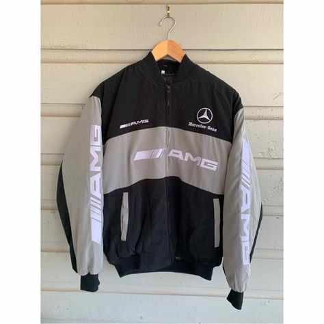 Mercedes-Benz AMG Racing Jacket Mercedes Benz Jacket, Mercedes Racing Jacket, Mercedes Clothes, Mercedes Jacket, F1 Merch, Vintage Racing Jacket, Racer Jackets, 150 Pokemon, Sewing School