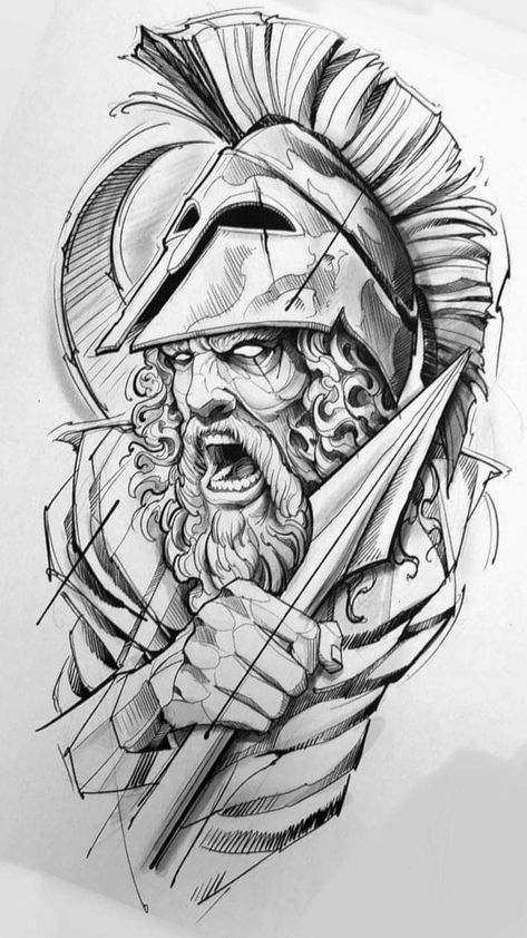 Bull Tattoos, Greek Mythology Tattoos, Tattoo Zeichnungen, Warrior Tattoos, Tattoo Templates, Mythology Tattoos, Sketch Tattoo Design, Greek Tattoos, Warrior Tattoo