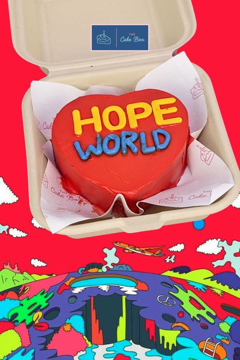 Hope World Bento Cake Jhope Birthday Cake, Happy Birthday J Hope, Bts Jhope Birthday, J Hope Journal, J Hope Journal Ideas, Bts Cake, Box Cake, Custom Cakes, Cupcake Cakes