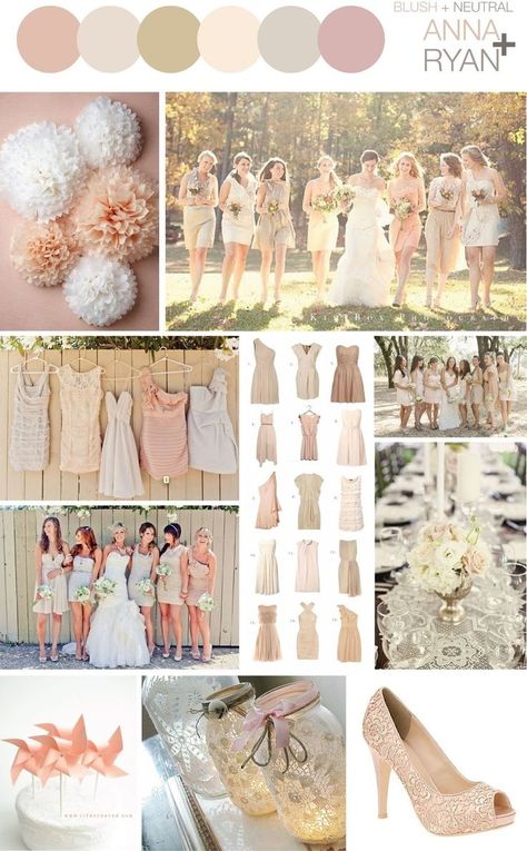 wedding colors blush | Blush + Neutral Color Scheme - Wedding | Wedding Ideas Neutral Wedding Color Schemes, Color Scheme Wedding, Neutral Wedding Colors, Wedding Colours, Awesome Nails, Colour Theme, Gettin Hitched, Wedding Palette, Wedding Theme Colors