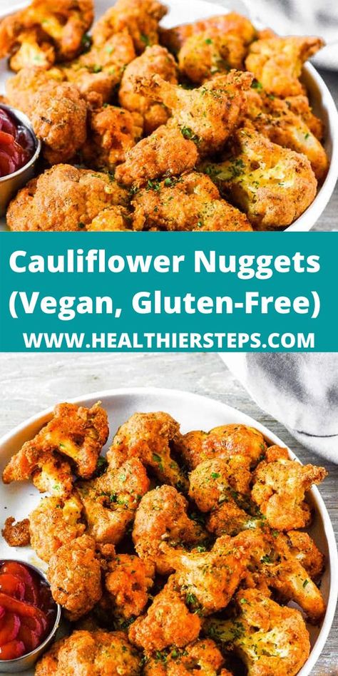 Gluten Free Vegan Appetizers, Vegan Gluten Free Lunch, Gf Vegan Recipes, Vegan Gluten Free Meals, Vegan Gf Recipes, Vegetable Nuggets, Low Carb Vegan Breakfast, Cauliflower Recipes Vegan, Vegan And Gluten Free Recipes