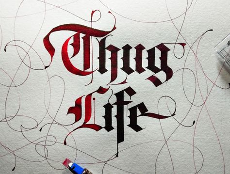 Thug Life Tattoo Design, Tupac Pfp, Thug Drawings, Thug Lifestyle, Coronas Tattoo, Life Calligraphy, Thug Life Tattoo, Monogram Generator, Sagittarius Tattoos