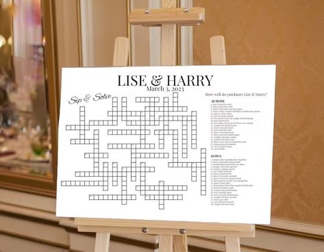 Custom Crossword Puzzle, Giant Crossword Puzzle, Sip & Solve Puzzle, Wedding Crossword, Extra Large Puzzle, Minimalist, Boho Digital Deliver - Etsy Romania Wedding Crossword Puzzle, Puzzle Wedding, Memorable Wedding Favors, Minimalist Stationery, Memorable Wedding, Wedding Games, Dry Erase Markers, Greenery Wedding, Crossword Puzzle