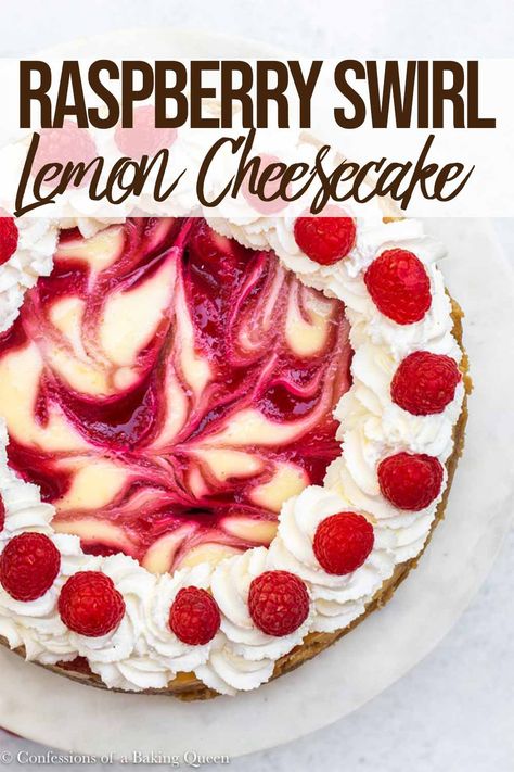 Lemon Raspberry Desserts, Golden Oreo Crust, Dessert Raspberry, Easy Cheesecake Recipe, Lemon Raspberry Cheesecake, Raspberry Puree, Raspberry Swirl Cheesecake, Lemon Cheesecake Recipes, Golden Oreo