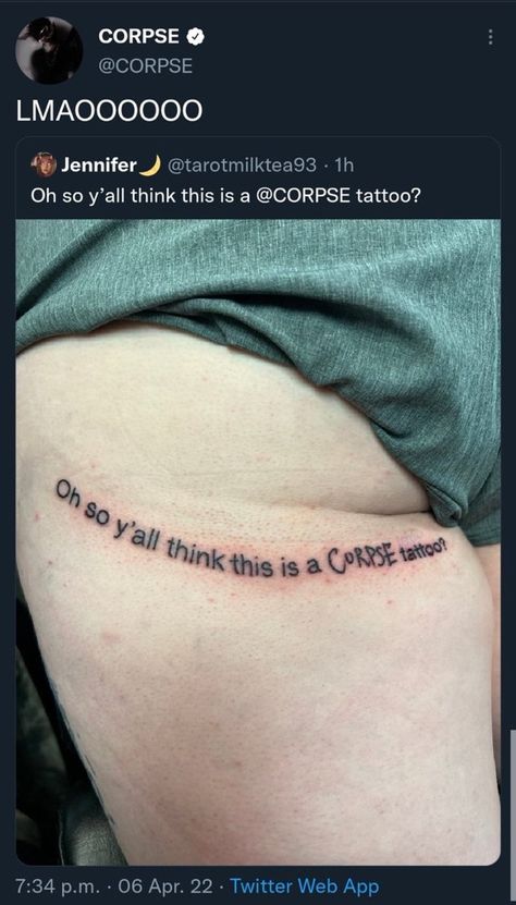 Corpse Quotes, Think Tattoo, Corpse Husband, Twitter Web, Fish Tattoos, Jesus Fish Tattoo, Tattoo Quotes, Tattoos, Quotes