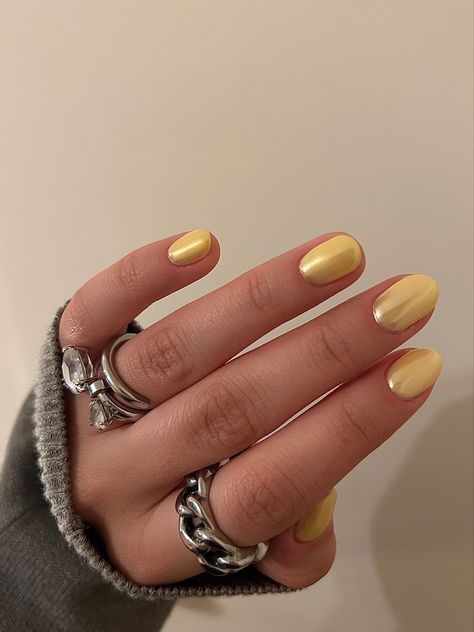 Yellow Cat Eye Nails, Nails Yellow, Smink Inspiration, Minimal Nails, Makijaż Smokey Eye, Nail Idea, Beauty Inspo, Nail Swag, Nagel Inspo