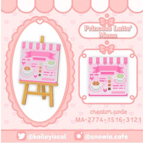 Acnh Wallpaper Designs, Animal Crossing Hair, Caffe Design, Kawaii Island, Pastel Kidcore, Pink Island, Pink Cafe, Boba Milk, Cafe Sign