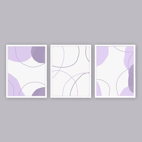 Calming Purple Wall Art Set, Digital Download, Modern, Minimalist, Boho, Purple, Three Piece Wall Art, All Sizes Purple Accent Bedroom, Three Piece Wall Art, Purple Wall Decor, Purple Room Decor, Purple Living Room, Purple Painting, Purple Wall Art, Purple Rooms, Purple Accents