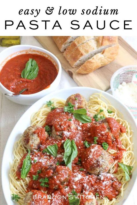 Easy Low Sodium Pasta Sauce Low Sodium Keto, Low Sodium Pasta, Low Sodium Pasta Sauce, Low Sodium Spaghetti Sauce, Italian Marinara Sauce, Salt Free Recipes, Pasta Sauce Recipe, Gourmet Pasta, Marinara Recipe