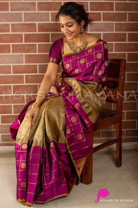 Kanchipuram Pattu Sarees, Silk Sarees Kanchipuram, House Of Ayana, Saree Color Combinations, Latest Silk Sarees, Kanjivaram Sarees Silk, Cotton Saree Blouse Designs, Bridal Sarees South Indian, Cotton Saree Blouse