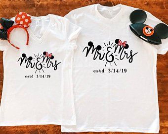 Disney Proposal Shirts, Couple Matching Disney Shirts, Newlywed Disney Shirts, Honeymoon Disney Shirts, Disney World Honeymoon Outfits, Disney Honeymoon Shirts, Disney World Honeymoon, Star Wars Wedding Cake, Disney Fall