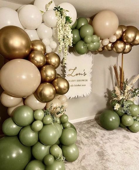 Olive Party Decor, Green Balloons Decoration, Green Balloon Garland, Green Birthday Decorations, Deco Ballon, Green Balloon, Green Baby Shower, Diy Balloon Decorations, Birthday Balloon Decorations