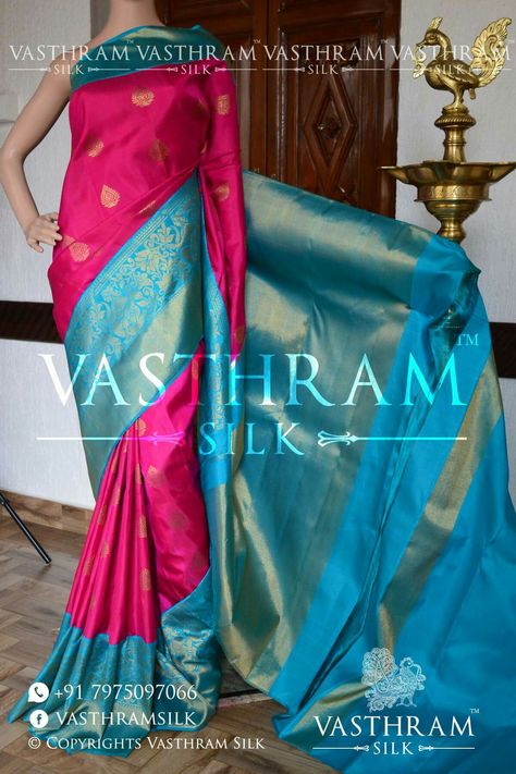 Sky Blue Combination, Pink Kanjeevaram Saree, Pattu Sarees Wedding, Saree Color Combinations, Sky Blue Saree, Saree Blouses, Kanchipuram Silk Saree, Art Fantasy, Wedding Saree