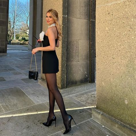 🤍 (@golesstan26) • Instagram photos and videos Black Stiletto Heels Outfit, Tights With Heels, Nylon Tights, Stilettos Heels, Black Stiletto Heels, Heels Outfits, Cute Spring Outfits, February 1, Black Nylon