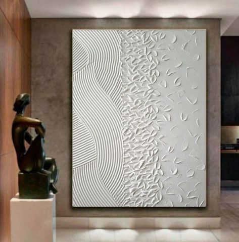 White Rich Texture Extra Large Original Art Canvas Abstract | Etsy Picture Projects, Texture Techniques, Japan Nature, Impasto Art, Cuadros Diy, Monochrome Painting, Art Loft, Leaving Room, Plaster Wall Art