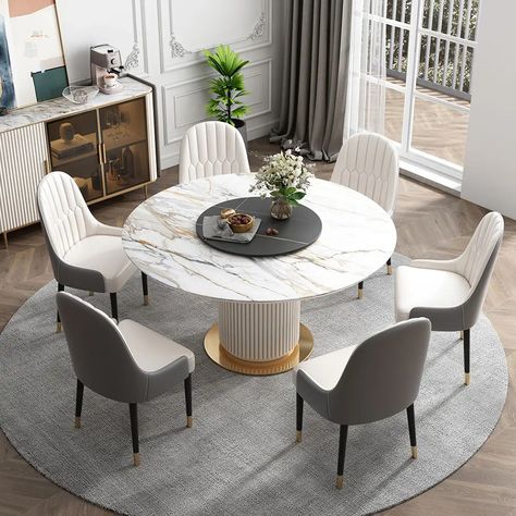 What Colors Go Well With Dark Brown Wenge Furniture – 35 Ideas Round Marble Dining Table, Round Dining Room Table, Round Dining Table Sets, Pandora Gold, Round Dining Room, Round Dining Set, Marble Dining Table, Esstisch Modern, Stone Dining Table