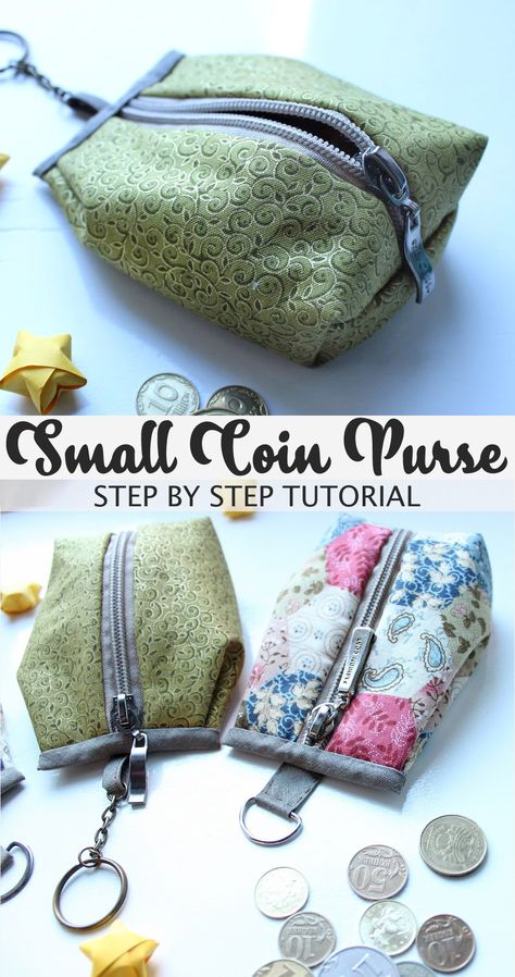 Coin Purse Tutorial Coin Purse Pattern, Coin Purse Tutorial, Wallet Sewing Pattern, Purse Tutorial, Diy Bags Patterns, Crazy Patchwork, Small Coin Purse, Sewing Tutorials Free, Sewing Purses