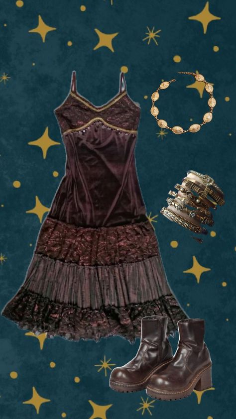 dark fit Dark Whimsical Aesthetic, Dark Hippie Outfits, Whimsigoth Fits, Coraline Outfit, Goth Aesthetic Outfit, Whimsi Goth, Grunge Witch, Uni Fits, Future Aesthetic