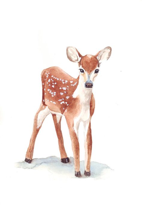 Deer Watercolor Painting, Deer Watercolor, Deer Painting, 캐릭터 드로잉, Art Et Illustration, A Deer, Art And Illustration, Watercolor Animals, Wildlife Art