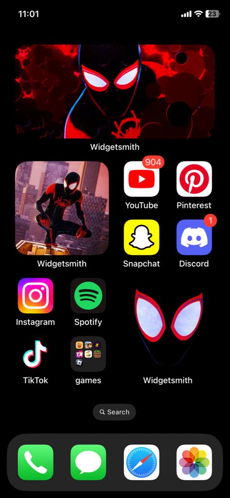 Spider Man Phone Layout, Phone Themes Spiderman, Iphone Home Screen Layout Men, Spider Man Iphone Theme, Spiderman Phone Layout, Home Screen Layout Iphone Spiderman, Spiderman App, Spiderman Home, Iphone Inspiration