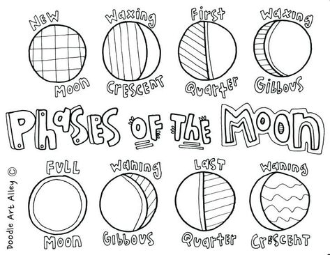 Phases of the Moon Coloring Page Solar System Coloring Pages, Solar System Activities, Moon Activities, Solar And Lunar Eclipse, Solar System Projects, Moon Coloring Pages, Space Coloring Pages, First Grade Science, 4th Grade Science