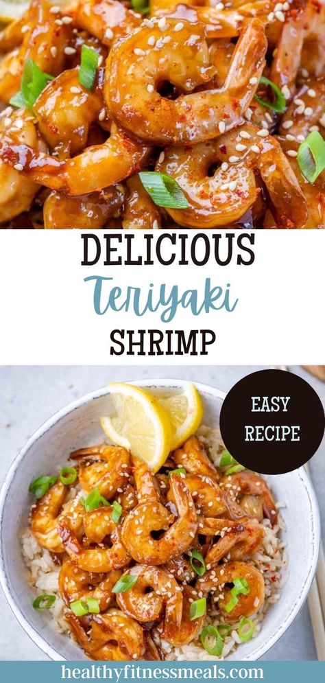 Shrimp Teriyaki, Teriyaki Shrimp, Teriyaki Recipe, Delicious Paleo Recipes, Cooking Jasmine Rice, Shrimp Recipes Healthy, Healthy Fitness Meals, Healthy Shrimp, Easy Pasta Salad